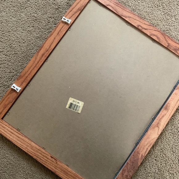 Solid oak frame etched mirror, 19x23 - Picture 4 of 5